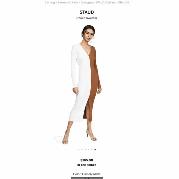 STAUD Two-Tone White and Brown Dress - Picture 2 of 7